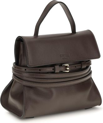 Moschino Womens Tie Me Handbag Cioccolato Goatskin-Hircus Goatskin Handbags Goatskin/hircus Hand Bags