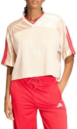 adidas Stadium Mesh T-Shirt in Crystal Linen/White/Ruby at Nordstrom Rack, Size X-Large
