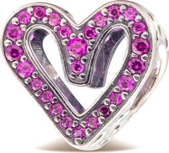 Pandora Sparkling Ruby Red Freehand Heart Charm