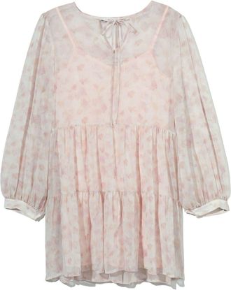 B+ab sheer abstract-print minidress - women - Polyester - S - Neutrals