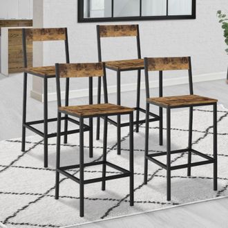 IDMarket Lote de 4 taburetes de bar DAYTON con respaldo silla de cocina de dise&ntilde;o industrial