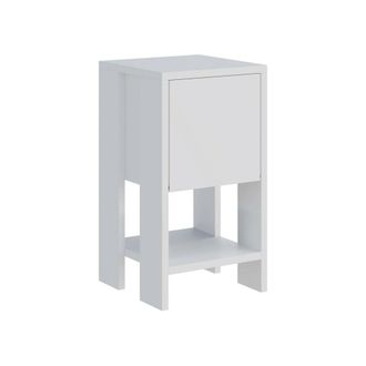 Dmora Mesa De Noche Draco, C&oacute;moda Baja, Mesilla De Noche, Estante De La Cama, 30x30h55 Cm, Blanco, Con Embalaje Reforzado - Dmora