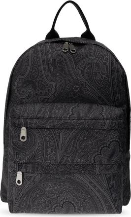 Etro Rugzak met patroon - Heren - Tassen - Grijs - Maat: ONE Size Polyamide