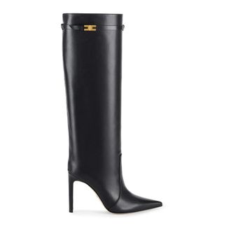 Elisabetta Franchi Boots in nappa effect calfskin - female - Elisabetta Franchi - Heeled Boots - Black - 5 1/2 UK - Shoes