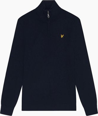 Lyle & Scott Mens Lyle & Scott Cotton Merino Quarter Zip Jumper DARK NAVY - Size: 38