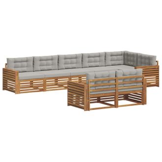vidaXL Set Di Divani Da Esterno 8 Pz Grigio Naturale E Chiaro Vidaxl