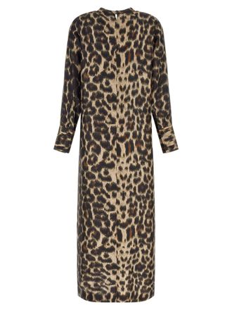 Alberto Biani Jaguar-Print Silk Dress - Black