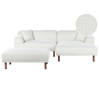 Beliani Beliani - Sof&aacute; Esquinero 3 Plazas De Boucl&eacute; Izquierdo Con Otomana Estilo Minimalista Blanco Holt