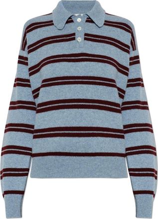 &Daughter Wollen poloshirt Edie - Dames - Truien - Blauw - Maat: M Wol