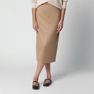 Max Mara Gonna a tubino in cammello zibellinato