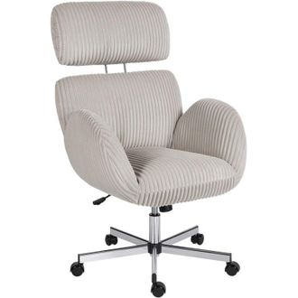 HOMCOM silla de oficina con reposabrazos, respaldo alto, reposacabezas regulable, altura ajustable, giratoria, funci&oacute;n basculante, tapizada en pana