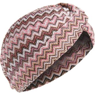 Missoni Knotted Zigzag Head Wrap in 0001 Cream Pink Multi at Nordstrom