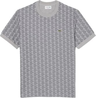 Lacoste Slim fit jacquard monogram T-shirt - Heren - T-shirts - Grijs - XL - Katoen - Tops