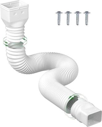 OEM Tubo Extensor De Bajante De Pvc Blanco Y Flexible - 1,5 M, 110 Mm De Di&aacute;metro, Conector Universal Para Canalones