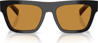 Prada 54mm Rectangular Sunglasses in Black /Dark Honey at Nordstrom