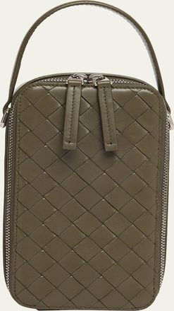 Bottega Veneta Mens Getaway Leather Crossbody Phone Pouch