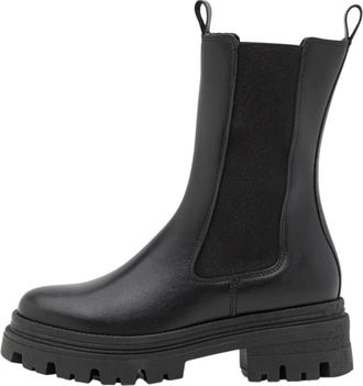 Tamaris Tijdloze leren Chelsea boots met elastische zijpanelen - Dames - Chelseaboots - Zwart - 37 EU - Leer - Schoenen