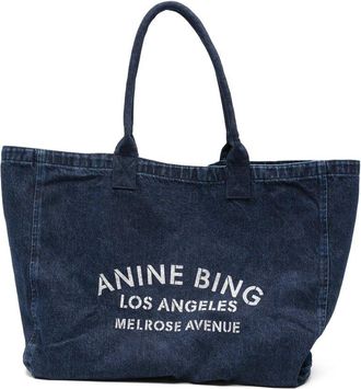 Anine Bing Leo Denim Tote - Ink Blue