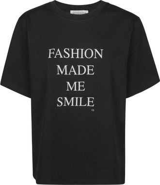 Victoria Beckham Slogan Tee - Fashion Made Me Smile - Dames - T-shirts - Zwart - L - Tops