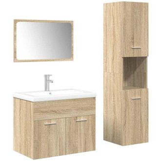vidaXL Juego De Muebles De Ba&ntilde;o 4 Pzas Contrachapada Roble Sonoma Vidaxl