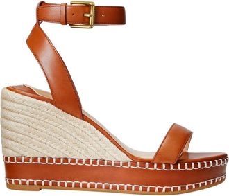 Ralph Lauren Wedge Espadrille - Dames - Schoenen - Bruin - Maat: 40 EU Leer