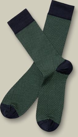 CHARLES TYRWHITT Herringbone Socks - Green Size 6-10 by Charles Tyrwhitt