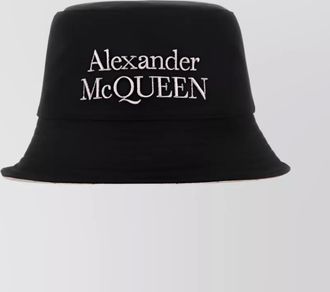 Alexander McQueen front logo embroidered flat brim bucket hat