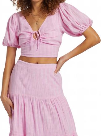 Billabong Tropic Heart Cropped Blouse In Pink Dream