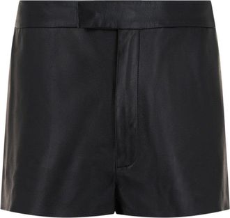 Ferragamo Mid-Rise Lambskin Leather Shorts With Concealed Button And Pockets