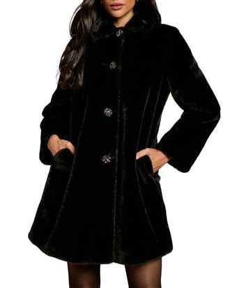 Coast Button Through Occasion Coat in Black at Nordstrom, Size 10