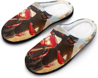 Generic Got Dirt Bike Motocross Racing Mens House Slippers Memory Foam Washable Cotton Slip on Home Shoes