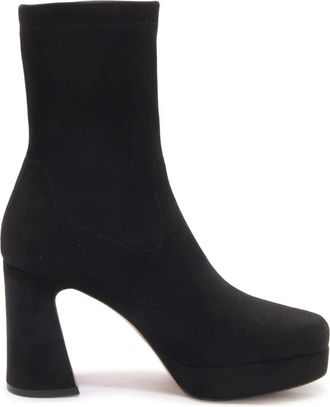 Emanuelle Vee Zwarte Stretch Enkellaarzen - Dames - Laarzen met Hak - Zwart - 40 EU - Schoenen