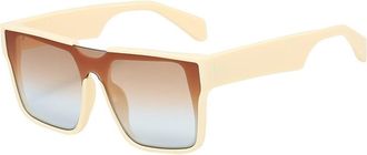 Generic Fashion Square Large Frame Mens Outdoor Commuter Sunglasses Womens Street Photography Vacation Sun Glasses(Beige)