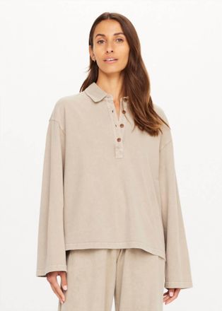 The Upside Soho Rhea Collared Top In Khaki