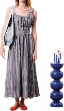FRNCH Obea Dress With Gathers In Bleu Jean