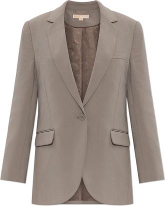 Michael Kors Jassen, Dames, Grijs, M, Leer, Blazer met open revers