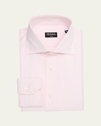 Ermenegildo Zegna Mens Micro-Check Trofeo Cotton Dress Shirt
