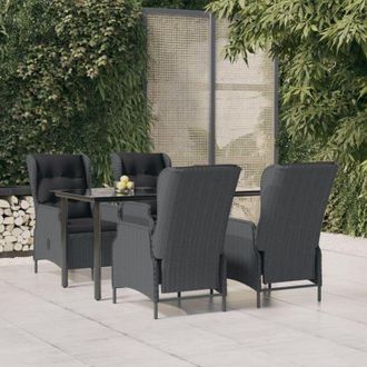 vidaXL Set De Comedor Para Jard&iacute;n 5 Piezas Rat&aacute;n Sint&eacute;tico Gris Oscuro Vidaxl