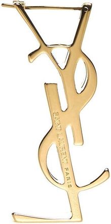 Saint Laurent Womens Single Cassandre Earring Gold Brass Earrings