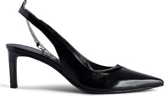 Zadig&Voltaire First Night Leather Slingback Pump in Noir at Nordstrom Rack, Size 11Us / 41Eu