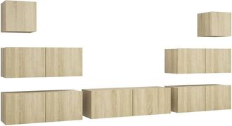 Berkfield Home 7 Piece TV Cabinet Set Sonoma Oak Engineered Wood in Tan