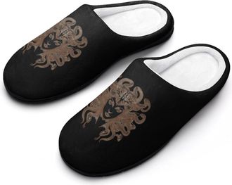 Generic Medusa Greek Mens Soft Cotton Slippers with Memory Foam Anti-skid House Shoes for Travel Indoor Outdoor