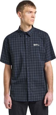 Jack Wolfskin Funktionshemd JACK WOLFSKIN NORBO S/S SHIRT M, Herren, Gr. M (50), Normalgr&ouml;ssen, blau (nightblau, checks), Obermaterial: 95% Polyamid, 5% sonstige Fa