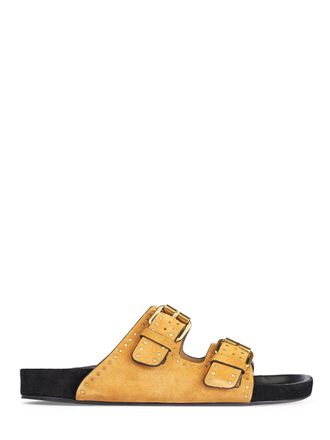 Isabel Marant Tan Suede Sandals with Gold Accents