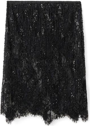 Mango x Kaia Gerber Beaded Lace Skirt in Black at Nordstrom, Size X-Small