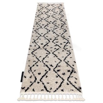 RugsX Rugsx - Alfombra, Corredor Berber Tetuan B751 Zigzag Crema Para La Cocina, Entrada, Pasillo Beige 80x200 Cm