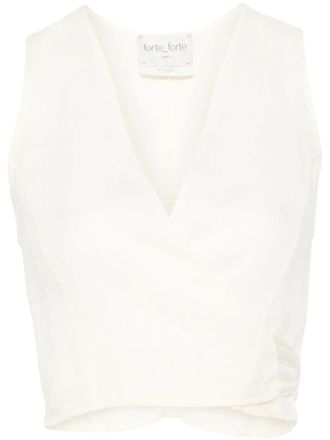 Forte_Forte wrap-design top - women - Linen/Flax - III - Neutrals