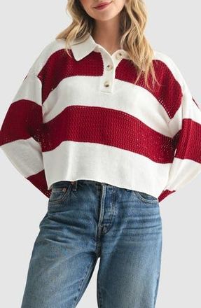 All in Favor Rugby Sweater in Ivory Maroon at Nordstrom Rack, Size X-Large
