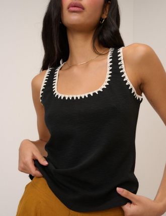 Nobody's Child Black Crochet Trim Vest Top