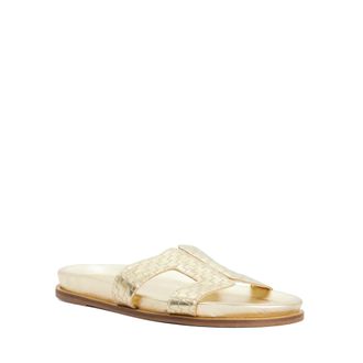 Dune London Womens Ladies Larow - Gold Slip-On Sandals Leather - Size UK 5